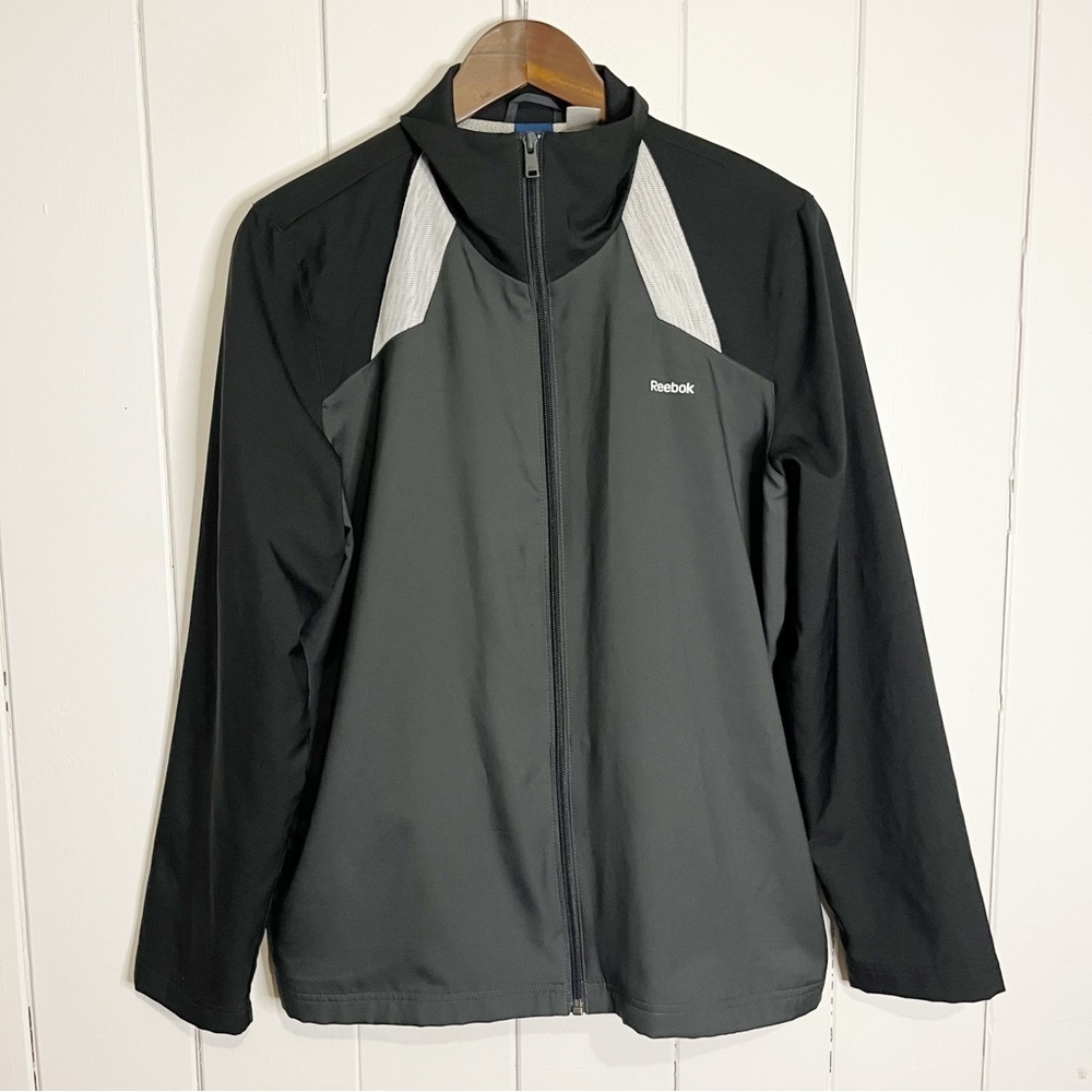 Reebok Black and Grey Bomber Jacket. Size Medium.